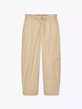Zara Combination waist barrel pants in stone